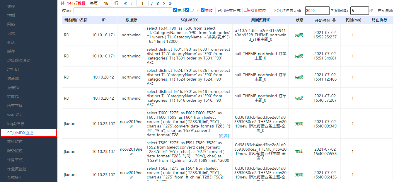 Smartbi Insight V11帮助中心 > 系统监控-SQL/MDX监控 > image2021-7-2_15-55-13.png